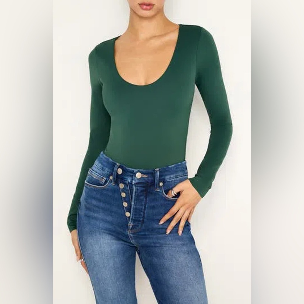 Elegant Green Long Sleeve Top bodysuit nwt medium